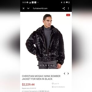 Genuine Mink Fur Bomber  Men's Size 3x Pristine Condition New Never Worn